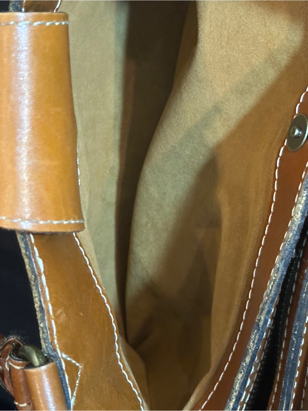 Patricia Nash Tooled Floral Embossed Leather Satchel Purse – Cognac Brown - Picture 8 of 14